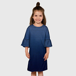 Платье клеш для девочки Паттерн чёрно-синий треугольники, цвет: 3D-принт — фото 2