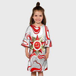 Платье клеш для девочки Великая отечественная - красные нити, цвет: 3D-принт — фото 2