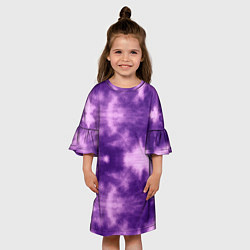 Платье клеш для девочки Фиолетовый тайдай, цвет: 3D-принт — фото 2