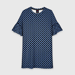 Платье клеш для девочки Паттерн чёрно-голубой мелкие шестигранники, цвет: 3D-принт
