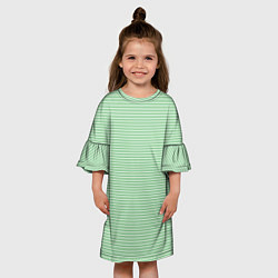Платье клеш для девочки Светло-зелёный в полоску, цвет: 3D-принт — фото 2