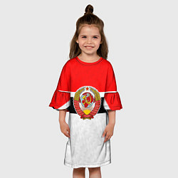 Платье клеш для девочки Герб СССР - ретро цвета, цвет: 3D-принт — фото 2