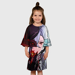 Платье клеш для девочки Геншин Импакт Арлекино, цвет: 3D-принт — фото 2