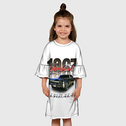 Платье клеш для девочки Автомобиль Шевроле Импала 1967 года, цвет: 3D-принт — фото 2