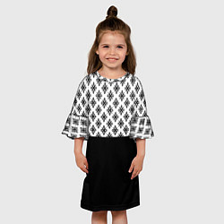 Платье клеш для девочки Чёрно-белый узором, цвет: 3D-принт — фото 2