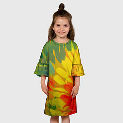 Платье клеш для девочки Абстракция цветение акрил, цвет: 3D-принт — фото 2