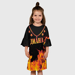 Платье клеш для девочки Диана - имя в огне, цвет: 3D-принт — фото 2