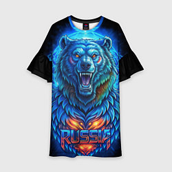 Платье клеш для девочки Ледяной белый русский медведь, цвет: 3D-принт