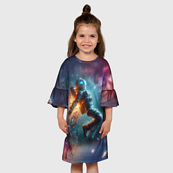 Платье клеш для девочки Космонавт в открытом космосе - нейросеть, цвет: 3D-принт — фото 2