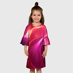 Платье клеш для девочки Красно-розовый энергетический хаос волн, цвет: 3D-принт — фото 2