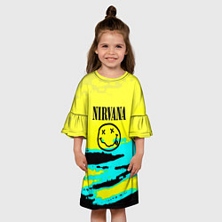 Платье клеш для девочки Nirvana краски кислотные, цвет: 3D-принт — фото 2