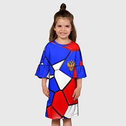 Платье клеш для девочки Трехмерные плиты в стиле Российского флага, цвет: 3D-принт — фото 2