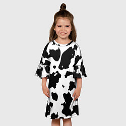 Платье клеш для девочки Черно белый коровий узор, цвет: 3D-принт — фото 2