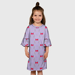 Платье клеш для девочки Ягоды на сиреневом, цвет: 3D-принт — фото 2