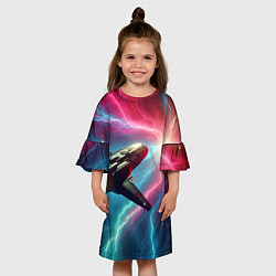 Платье клеш для девочки Полёт к далёкой звезде - нейросеть, цвет: 3D-принт — фото 2