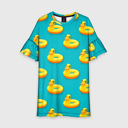 Платье клеш для девочки Надувные утки паттерн, цвет: 3D-принт
