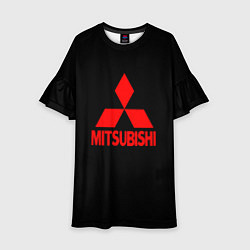 Платье клеш для девочки Mitsubishi red logo, цвет: 3D-принт