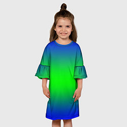 Платье клеш для девочки Зелёный градиент текстура, цвет: 3D-принт — фото 2