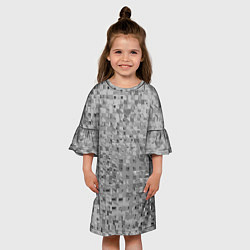Платье клеш для девочки Серый текстурированный кубики, цвет: 3D-принт — фото 2