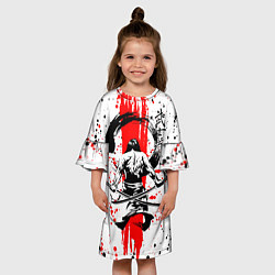 Платье клеш для девочки Самурай с двумя катанами, цвет: 3D-принт — фото 2