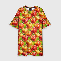 Платье клеш для девочки Вкусные яблоки паттерн, цвет: 3D-принт