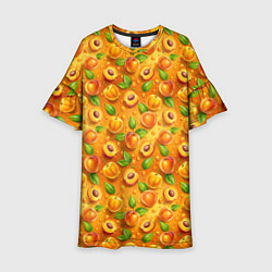 Платье клеш для девочки Сочные сладкие абрикосы паттерн, цвет: 3D-принт