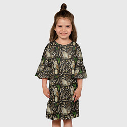 Платье клеш для девочки Совы в сосновом лесу, цвет: 3D-принт — фото 2