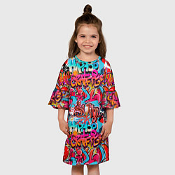 Платье клеш для девочки Hip hop graffiti pattern, цвет: 3D-принт — фото 2