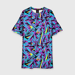Платье клеш для девочки Абстрактный узор с геометрической концепцией, цвет: 3D-принт