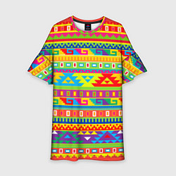 Платье клеш для девочки Мексиканские этнические узоры, цвет: 3D-принт