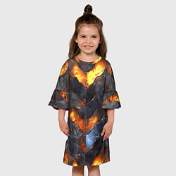 Платье клеш для девочки Чешуя в огне, цвет: 3D-принт — фото 2