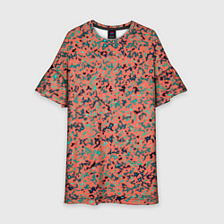 Платье клеш для девочки Розово-бирюзовый абстрактный, цвет: 3D-принт