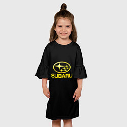Платье клеш для девочки Subaru logo yellow, цвет: 3D-принт — фото 2
