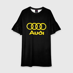 Платье клеш для девочки Audi logo yellow, цвет: 3D-принт