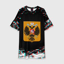 Платье клеш для девочки Российская империя герб глитч, цвет: 3D-принт