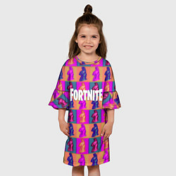 Платье клеш для девочки Fortnite logo pattern game, цвет: 3D-принт — фото 2