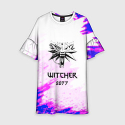 Платье клеш для девочки The Witcher colors neon, цвет: 3D-принт