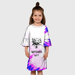 Платье клеш для девочки The Witcher colors neon, цвет: 3D-принт — фото 2