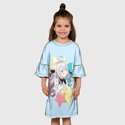 Платье клеш для девочки Алиса - Аля иногда кокетничает со мной по-русски, цвет: 3D-принт — фото 2