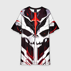 Платье клеш для девочки Абстрактный белый череп и красные полосы, цвет: 3D-принт