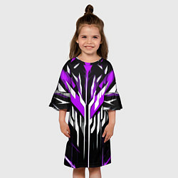 Платье клеш для девочки Purple and white abstraction on a black background, цвет: 3D-принт — фото 2