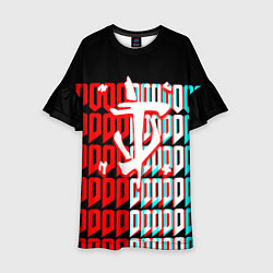 Платье клеш для девочки Doom logo надписи, цвет: 3D-принт