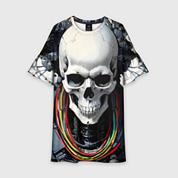 Платье клеш для девочки Cool cyber skull - ai art fantasy, цвет: 3D-принт