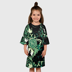 Платье клеш для девочки Полумесяц и мусульманские узоры, цвет: 3D-принт — фото 2