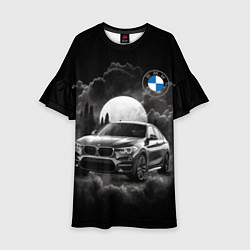 Платье клеш для девочки BMW закат солнца, цвет: 3D-принт