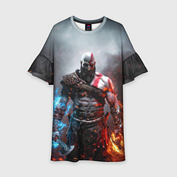 Платье клеш для девочки God of War Кратос, цвет: 3D-принт