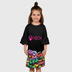 Платье клеш для девочки Xbox пончики, цвет: 3D-принт — фото 2