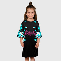 Платье клеш для девочки Bullet for my valentine бабочки, цвет: 3D-принт — фото 2
