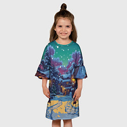Платье клеш для девочки Глубокая зимняя ночь перед рождеством, цвет: 3D-принт — фото 2