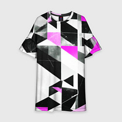 Платье клеш для девочки Black and pink abstraction on a white background, цвет: 3D-принт